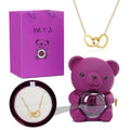 Urso Rotativo Com Rosa Eterna e Colar